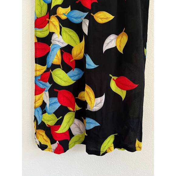 READ Kim Lai 100% Silk Leaf Print Knee Length Shift Dress Womens XS ??? - Picture 15 of 16